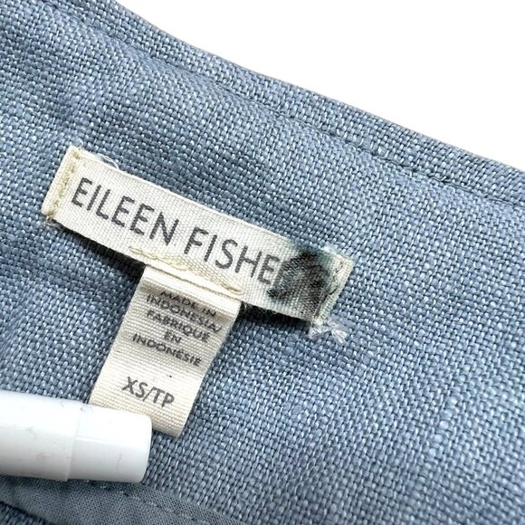 Eileen Fisher Dawn Open Front Organic Linen Jacket Blue Size XS - Picture 8 of 10